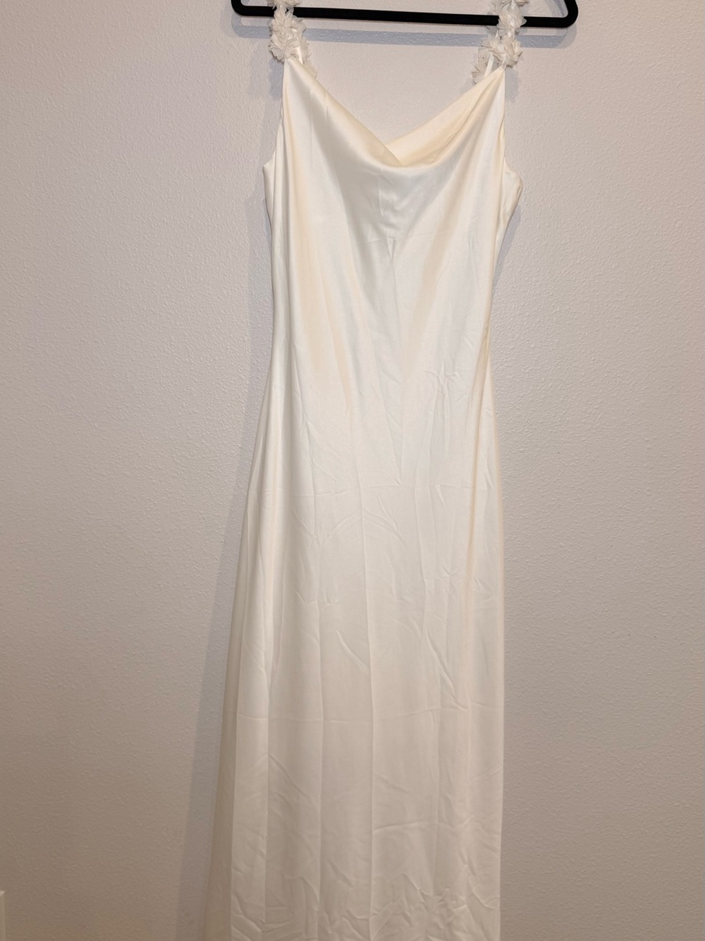 Elegant White Slip Maxi Dress with Cowl Neck